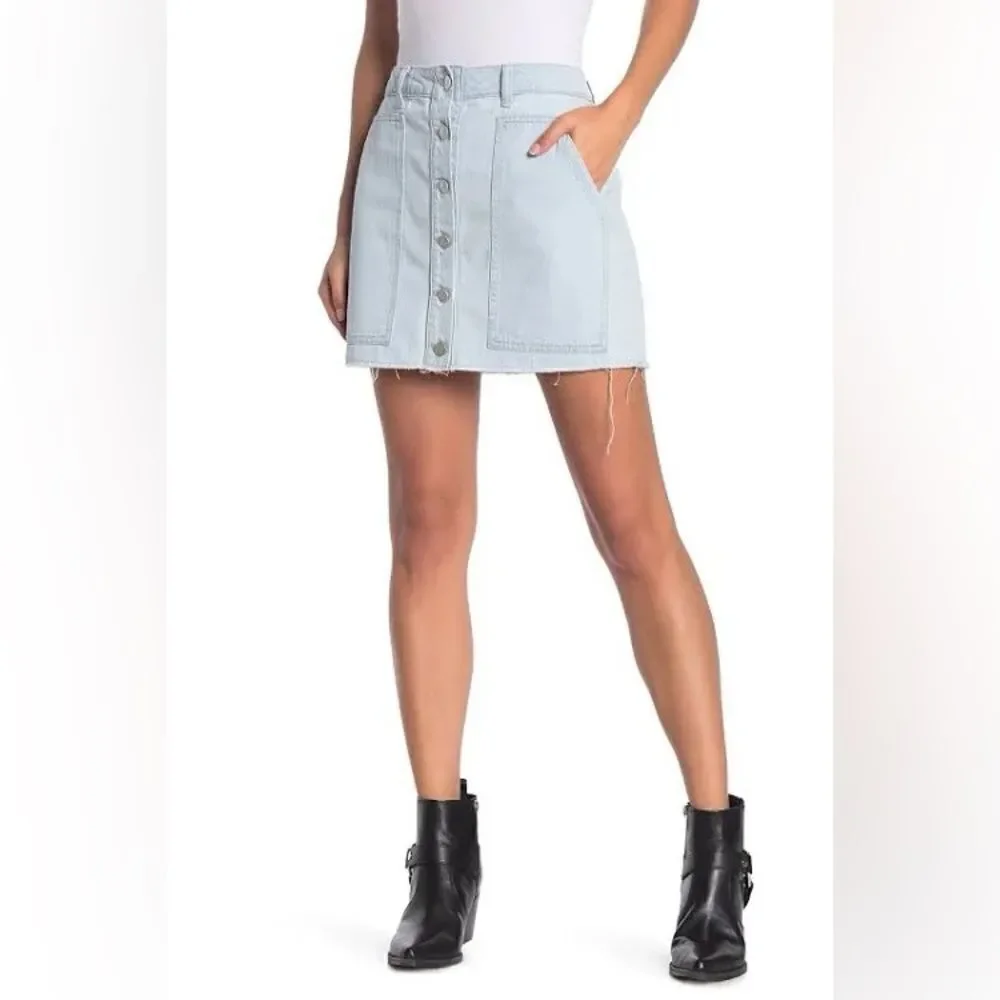Kendall + Kylie Fashion Denim Mini Skirt in Powder Blue Wash